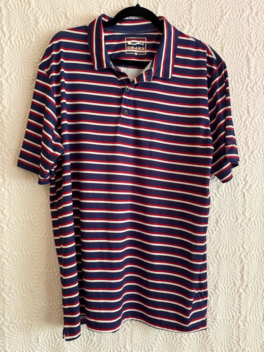 Drake Navy Red White Striped Men’s Polo
